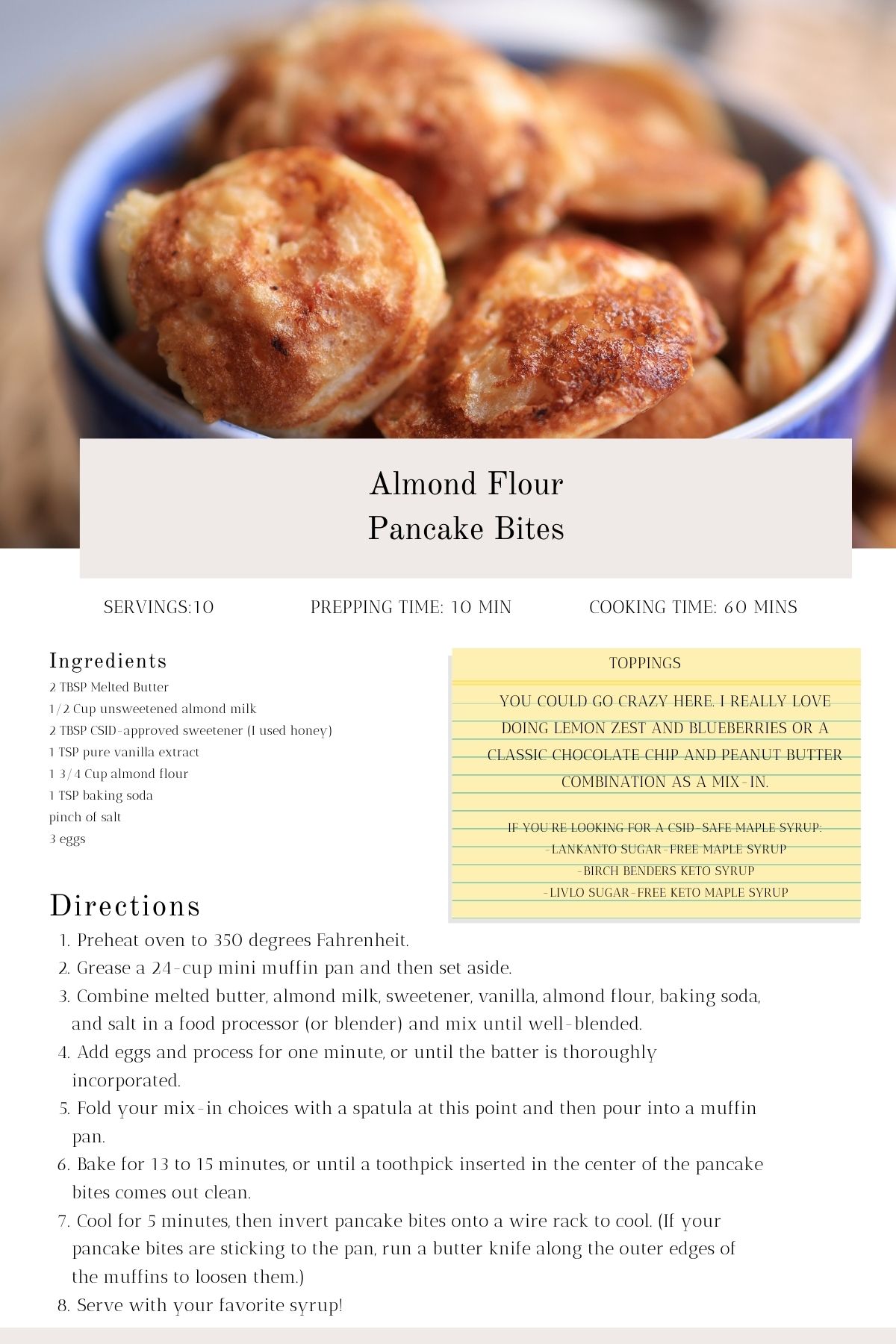 Almond Flour Pancake Bites – Sugar and Starch Free, No Problem
